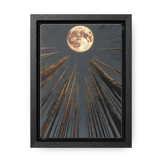 Moonlit Forest Gallery Canvas Wrap, Nature Wall Art, Framed Home Decor, Rustic Living Room Piece, Ideal Gift for Nature Lovers