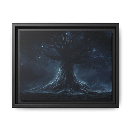 Mystical Tree Wall Art, Framed Canvas Print, Enchanted Home Decor, Gift for Nature Lovers, Perfect for Halloween