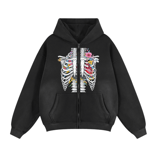 Sunfade Two-way Zipper Boxy Hoodie